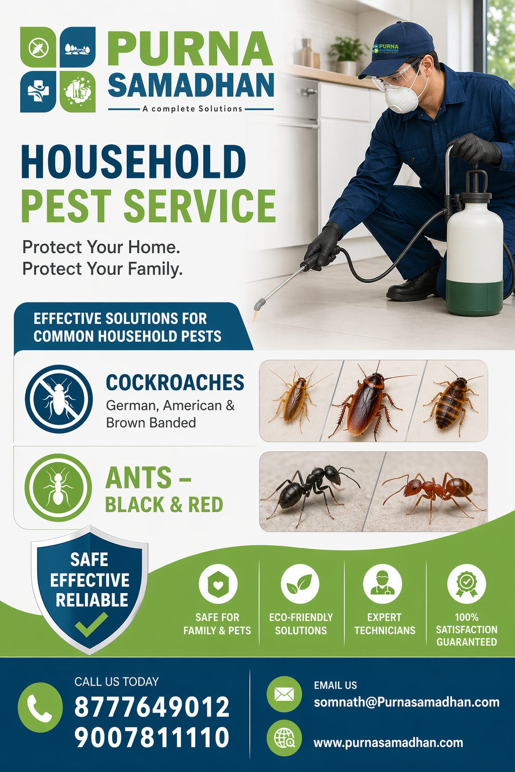 Professional cockroach control treatment by Purna Samadhan